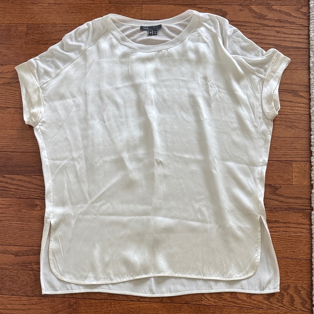 Vince Cream Short Sleeve Blouse